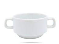 Biely džbán na bujón, 300 ml, s rúčkami, stohovateľný PORCELANA BOGUCICE