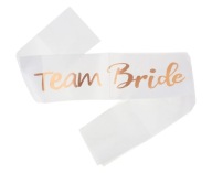 ŠERPA na Slepačí párty, biela, ružová a zlatá, Team Bride, 80 cm