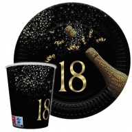 SÚPRAVA NA 18 NARODENIN, ČIERNA, taniere, šálky