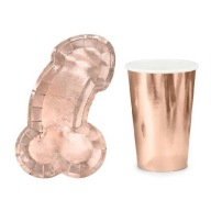 Poháre, Taniere, Hen Party, ružové zlato, papier, sada 6 osôb