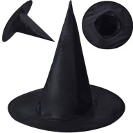 Vzorovaný čierny čarodejnícky klobúk pre halloweensky kostým s dlhými rukávmi