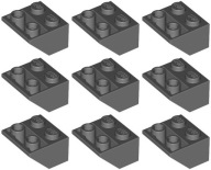 LEGO 3660 OBRÁTANÁ STÁVKA 2x2 tmavosivá (10g) 9 ks