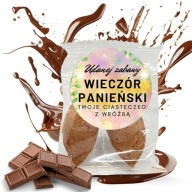 Sušienka šťastia s okrúhlou nálepkou Slepačia párty 1 ks, čokoláda