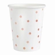 BIELE papierové poháre s bodkami, ružové zlato, ružové zlato, 260 ml, 6 ks
