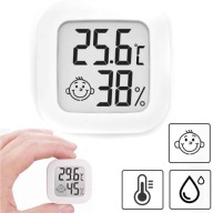 Biely mini LCD izbový teplomer s vlhkomerom