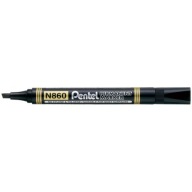 Pentel N860 čierny permanentný popisovač so skoseným hrotom
