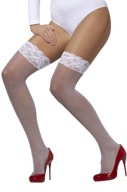 Sexi hladká čipka PANČUCHY BIELE (A062)
