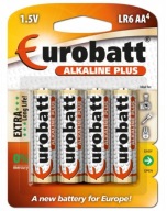 ALKALICKÉ PLUS BATÉRIE! 4ks EUROBATT AA 1,5V LR06 R6 SILNE ALKAL