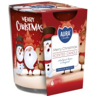Vonná sviečka v skle BISPOL Aura 22H MERRY CHRISTMAS