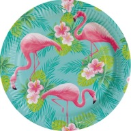 Havajské taniere Flamingos 23 cm, 8 ks.