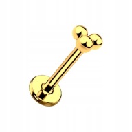 PIERCING Zlaté náušnice Labret s guličkami, oceľ Ch. 316L Helix Tragus 1,2/6/3