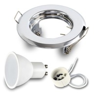 Zápustné halogénové svetlo CHROME + žiarovka. LED GU10 7W