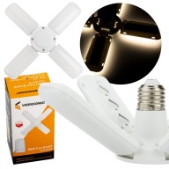 Štvorramenná E27 sklopná LED lustrová žiarovka, plochá, 17W, 6500K, biela