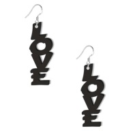 Náušnice LOVE čierny akryl LOVERS Valentín