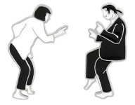 PIN METAL BODGE PULP FICTION VINCENT VEGA MIA WALLACE DANCE 2 ks