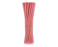 Rúrky (slamky) z papiera. červené vzory, 6x197mm / 24 ks.