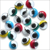 Farebné pohyblivé oči, okrúhle, 12 mm, 100 ks.