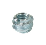 Nábytková vložka 10x M6 x 7 mm skrutkovaná do dreva, oceľová nábytková vložka so zárezom