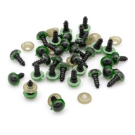 Bezpečnostné oči so závitom a svorkami na hračky Zelený plast 8 mm 20 párov