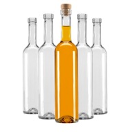 5x FUTURA SKLENENÉ FĽAŠE 500 ml 0,5 L NA LIKÉRY VÍNO ŠŤAVA ALKOHOL + KOROK