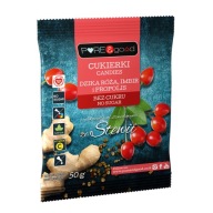 Tvrdé cukríky Divoká ruža / Zázvor / Propolis BEZ CUKRU 50g Pure&Good