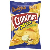 CRUNCHIPS Vlnité chrumky X-CUT Syr Cibuľa Syr a cibuľa 140g LORENZ