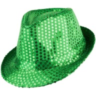 Klobúk FEDORA, flitrové klobúky, ZELENÉ FLTRY