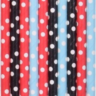 Farebné papierové slamky s bielymi bodkami MIX 10 ks