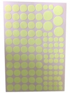Fluorescenčné samolepky Žiariace bodky Dekoratívne bodky 104 kusov
