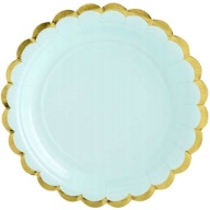 Papierové taniere MINT GOLD rám narodeninové ročné narodeniny 6 ks