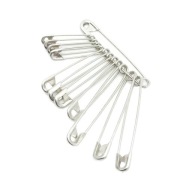 Zapínacie špendlíky 12 ks, dĺžka 23 mm, 31 mm, 43 mm, poniklované striebro