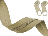 Zips páska 5mm Špirálový zips BÉŽOVÁ 5m + 10 zipsov