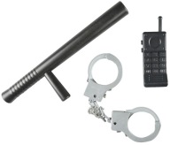 Sada POLICEMAN Príslušenstvo Policajný obušok Putá Vysielačka Bal