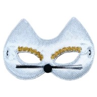 Mačka MASKA KITTEN flitrový VENICE elastický pás WHITE