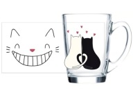 SKLENENÝ HRNČEK LUMINARC PRE DETI SÚPRAVY ČIERNO BIELY MAČIATKA 320ML HRNČEK