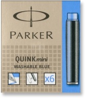 Krátke náplne plniaceho pera Parker, 6 ks, modré