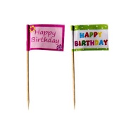 Banketové špáradlá 8 cm Happy Birthday 20 ks