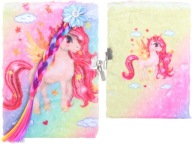 PLYŠOVÝ denník s visiacim zámkom HAIRY MAN A5 NOTEBOOK LINES UNICORN Plyšový poník