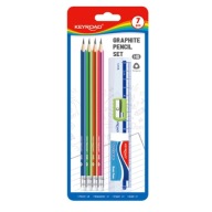 KEYROAD Pencil Set HB školský set, 7 prvkov, blister, mix farieb