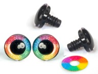 Glitter EYES pre maskotov, RAINBOW farebné oči, 12 mm, 4 KS