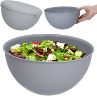 Plastová misa s vrchnákom na chipsy, šaláty, gril, šedá misa, VEĽKÁ, 3L