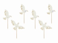TOPPERS ozdoby na tortu zberačky COMMUNION DOVES 14 cm 6 ks