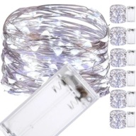 LED LAMPY DRÔTOVÉ NA DEKORACIU GARLANDA AKUMULÁTOROVÁ STUDENÁ BIELA ​​20 LED 6 ks