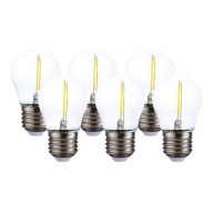 E27 LED guľová žiarovka vlákno 2W 200lm = 20W neutrálna 4000K dekoratívna