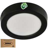 LED stropné svietidlo prisadené na povrch 12W 1200lm 4000K neutrálne čierne okrúhle