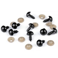 10x Bezpečnostné upínacie oká PRE HRAČKY OČI ČIERNA 12 mm