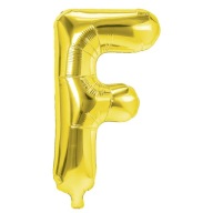 Fóliový balón v tvare písmena F, zlatý, 40 cm