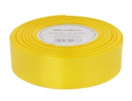 Grogrénová stuha na ozdobu, ozdobná vianočná dekorácia, 25mm 22mb, žltá