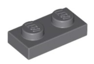 LEGO TANIER 1X2 TMAVO SIVÁ Č. 3023 PRE 4 KS