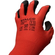 STALCO, polyester 11, červené, pracovné rukavice BOZP do záhrady a garáže